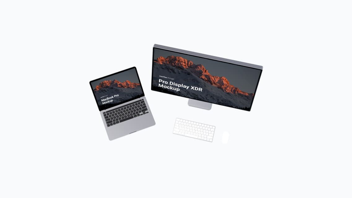 3D device mockups - desktop in basic style