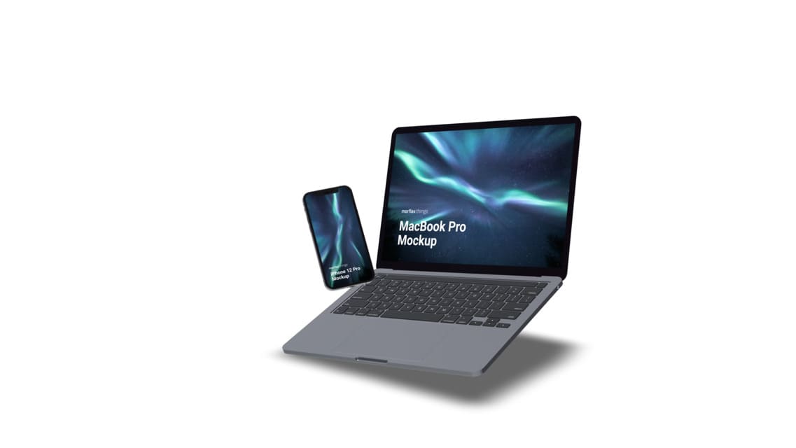 3D device mockups - notebook in basic style