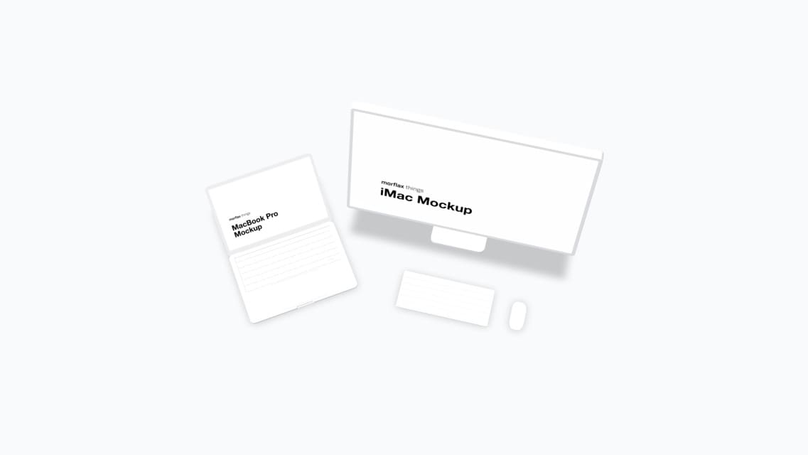 3D device mockups - desktop in clay style