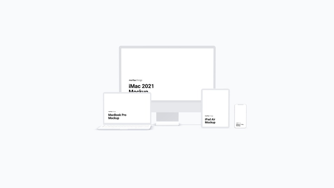 3D device mockups - desktop in clay style