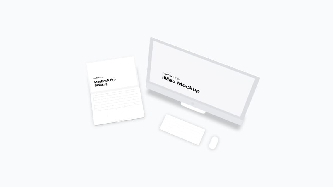 3D device mockups - desktop in clay style