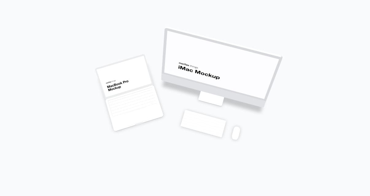 3D device mockups - desktop in clay style