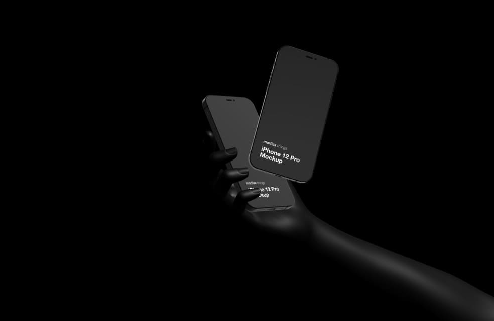 3D device mockups - phone in modern_black style