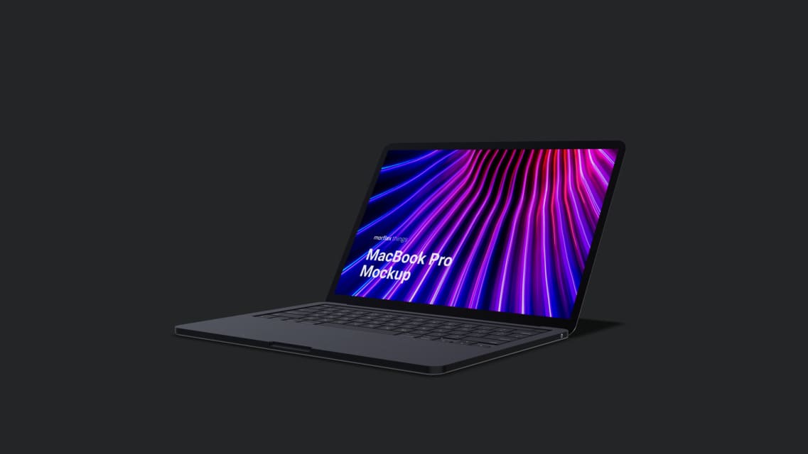 3D device mockups - notebook in modern_black style