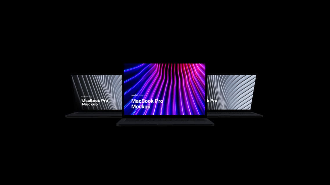 3D device mockups - notebook in modern_black style