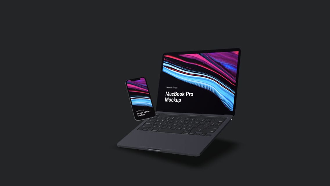 3D device mockups - notebook in modern_black style