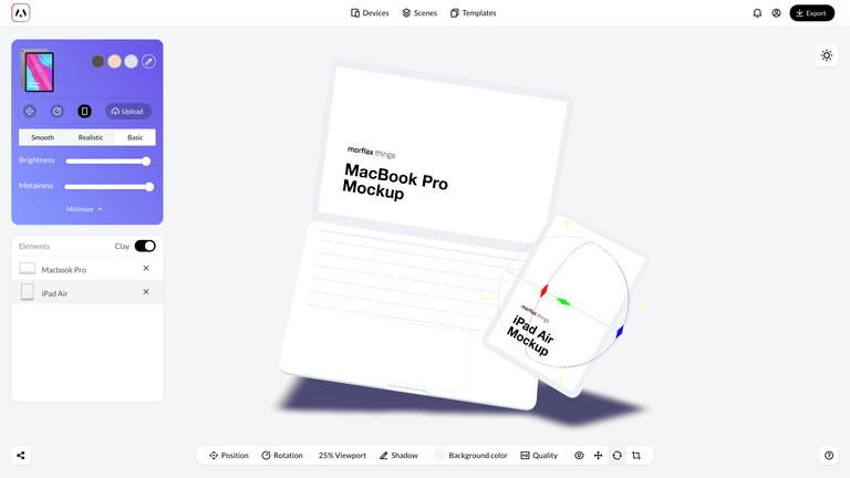 Generate beautiful 3D clay device mockups